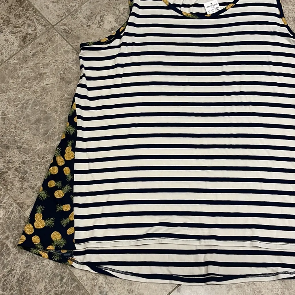 Westport Dress Barn Pineapple Striped High Low Tank Top NEW Size XL - Image 4