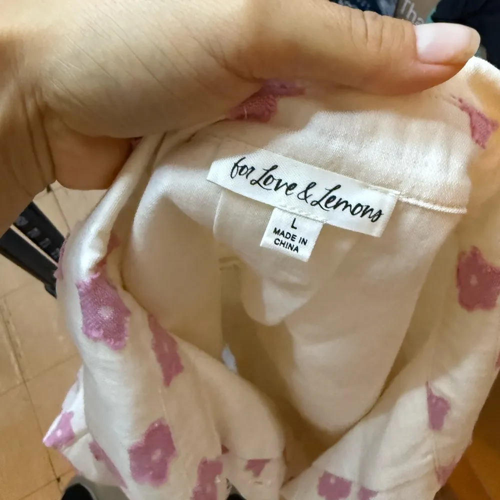 For Love And Lemons Pink Floral Embroidered Puff Sleeve Bodice Top - Image 4