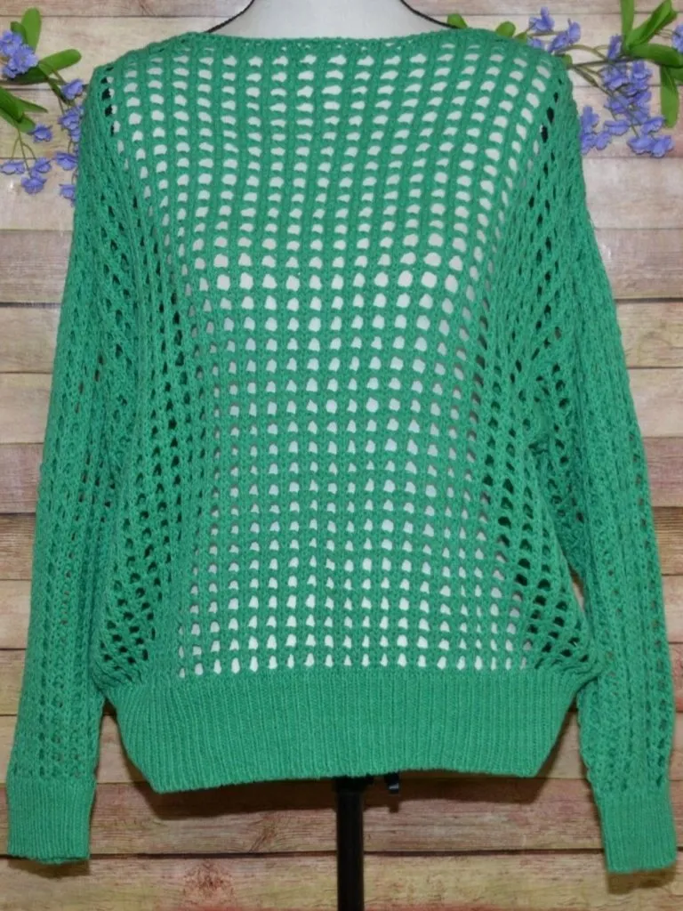 Dear John Green Open Knit Boat Neck Sweater Ladies Size M Long Sleeve Layering - Image 2