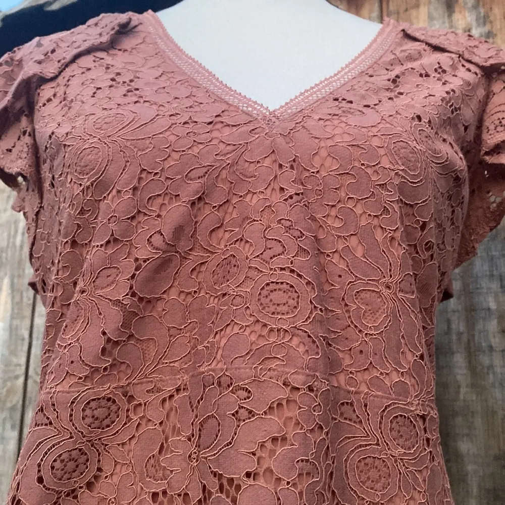 Express Pink Dusty Rose Lace Cap Sleeve Knee Length Dress Size 10 - Image 3