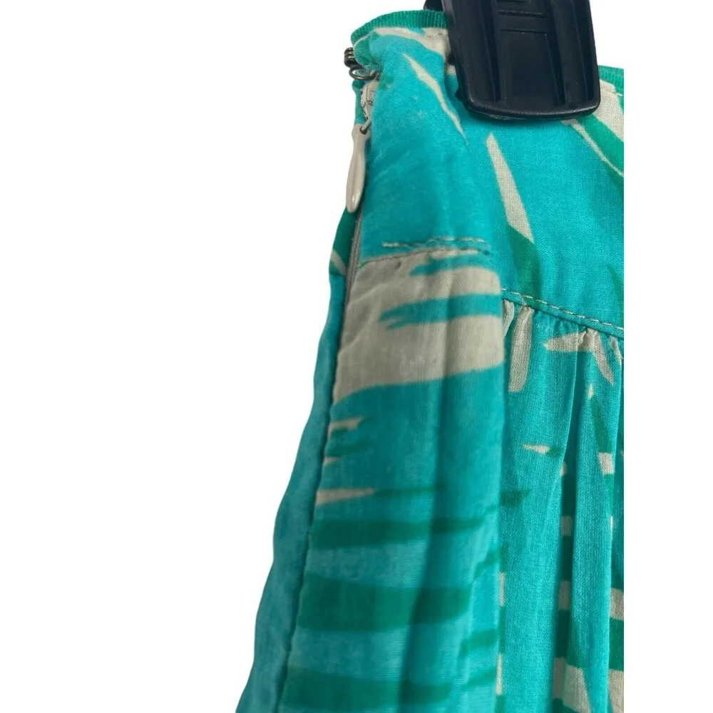 Ann Taylor Loft Aqua Blue Palm Leaves Pleated Beachy Tropical Short Skirt 6P NWT - Image 7