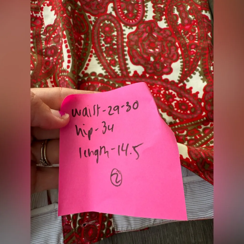 J. Crew Floral Paisley Mini Skirt Cotton Pink Green White Red Hippie Boho Size 2 - Image 9