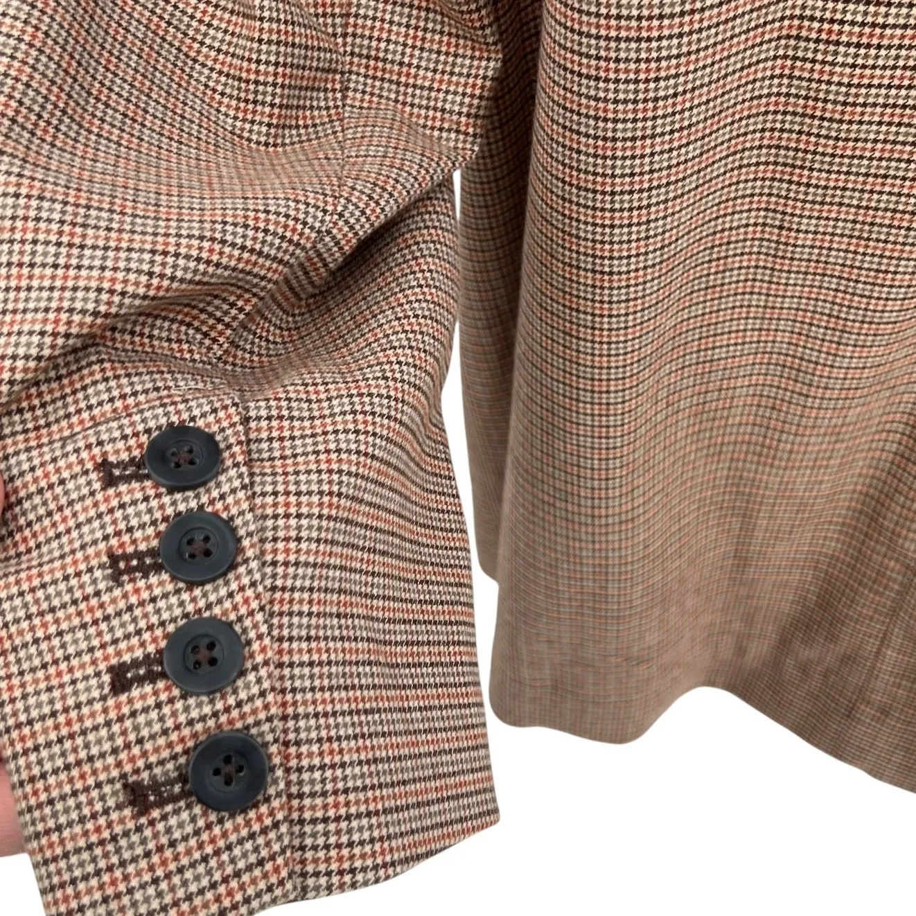 Free People Reggie Oversized Blazer Plaid Houndstooth Ginger Combo Size XL - Image 8