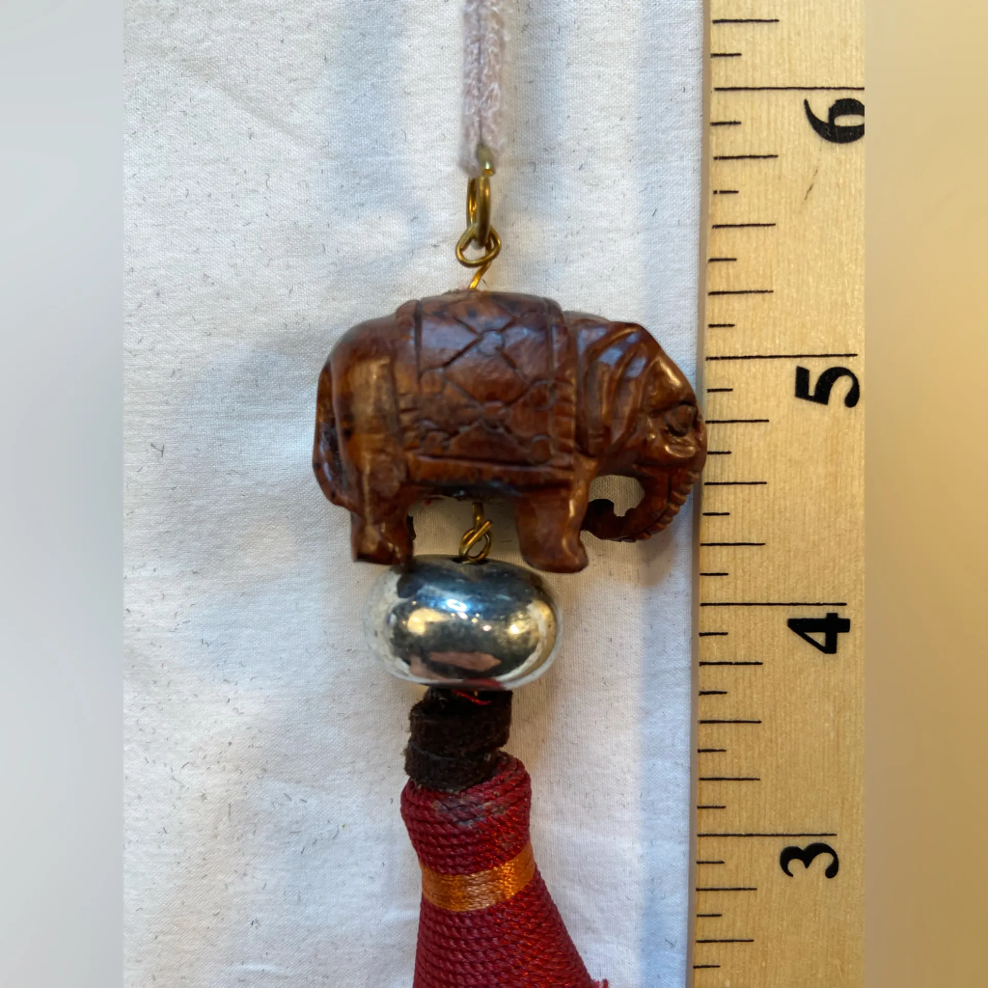 Necklace on Leather‎ rope. Elephant, tassel, Cool Beads Red - Image 3