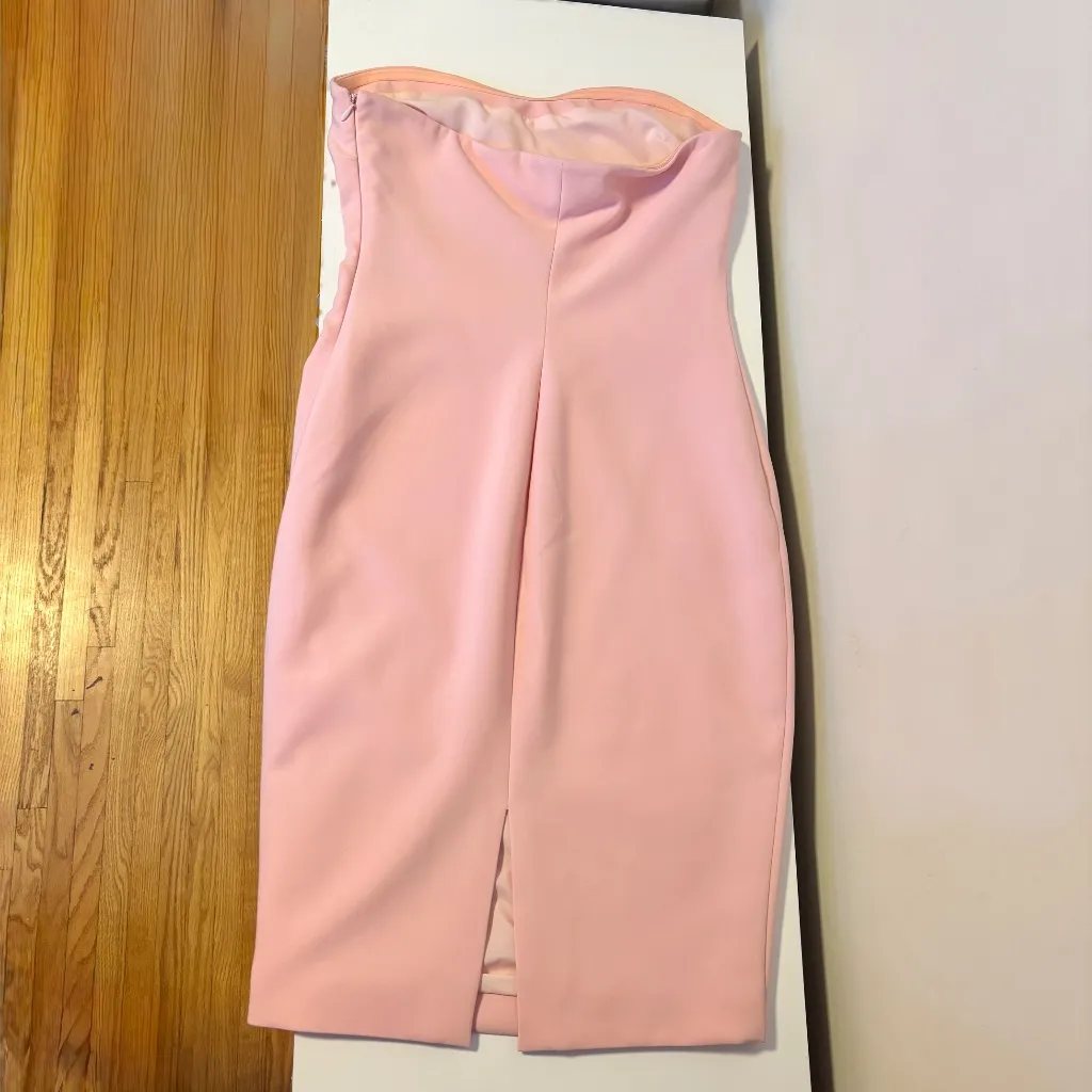 Likely Lauren Strapless Tube Bodycon Midi Dress Light Pink Peony Womens US 8 - Image 5