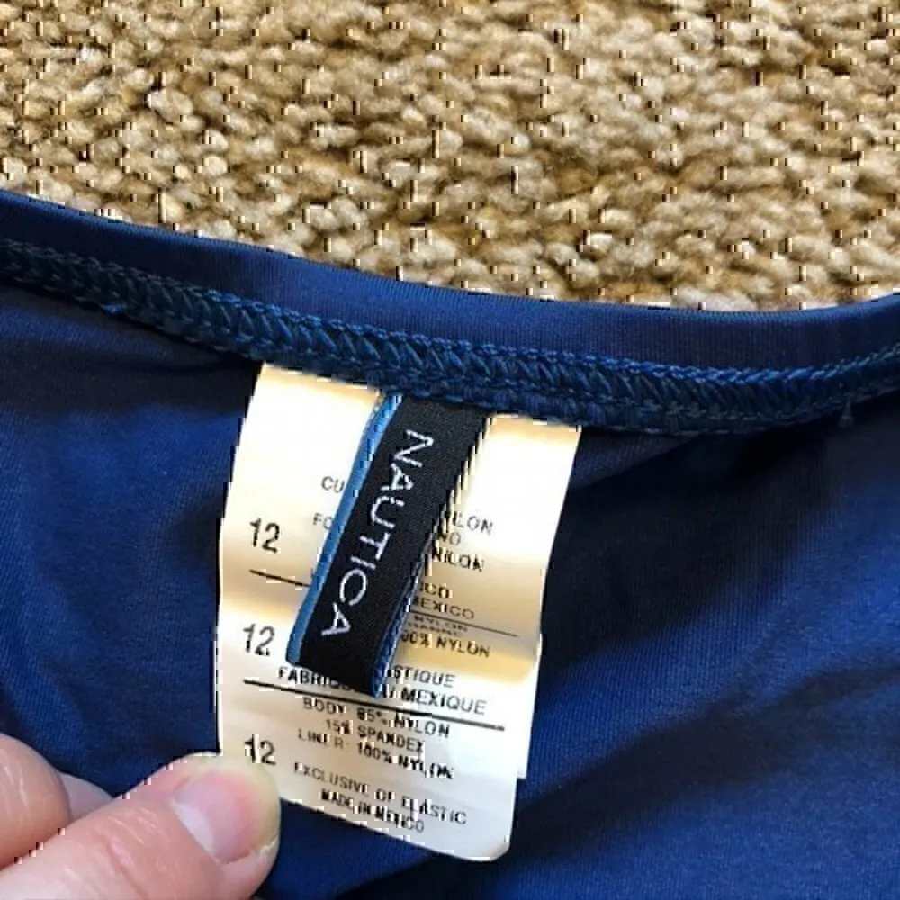 NEW NWT NAUTICA Dark Blue Turquoise White Belted Belt Swimwear Bikini BOTTOM 12 - Image 6