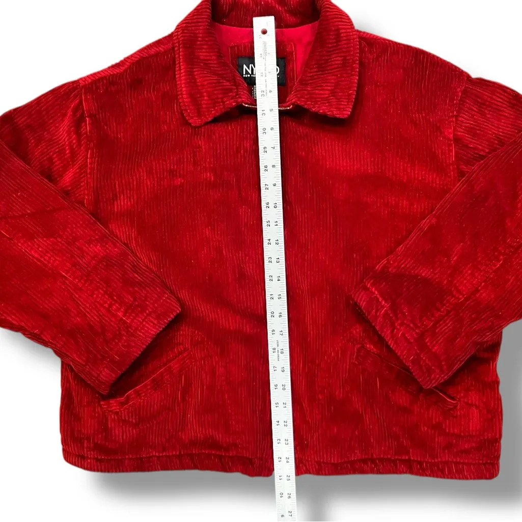 VTG Y2K NY& Co Jacket Womens L Red Wide Corduroy Full Zip Oversized Chunky Boxy Size L - Image 7