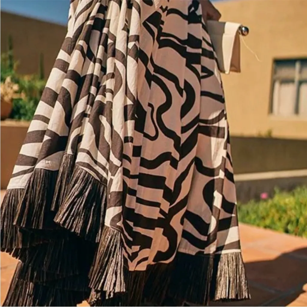 ANTONIO MELANI Style Somers Swirl Print Linen Blend Straw Trim Two Piece Set NWT - Image 6