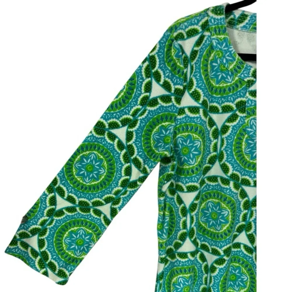 Talbots Medallion Print Terry Split Neck Tunic‎ Beach Coverup Top Green XL - Image 5