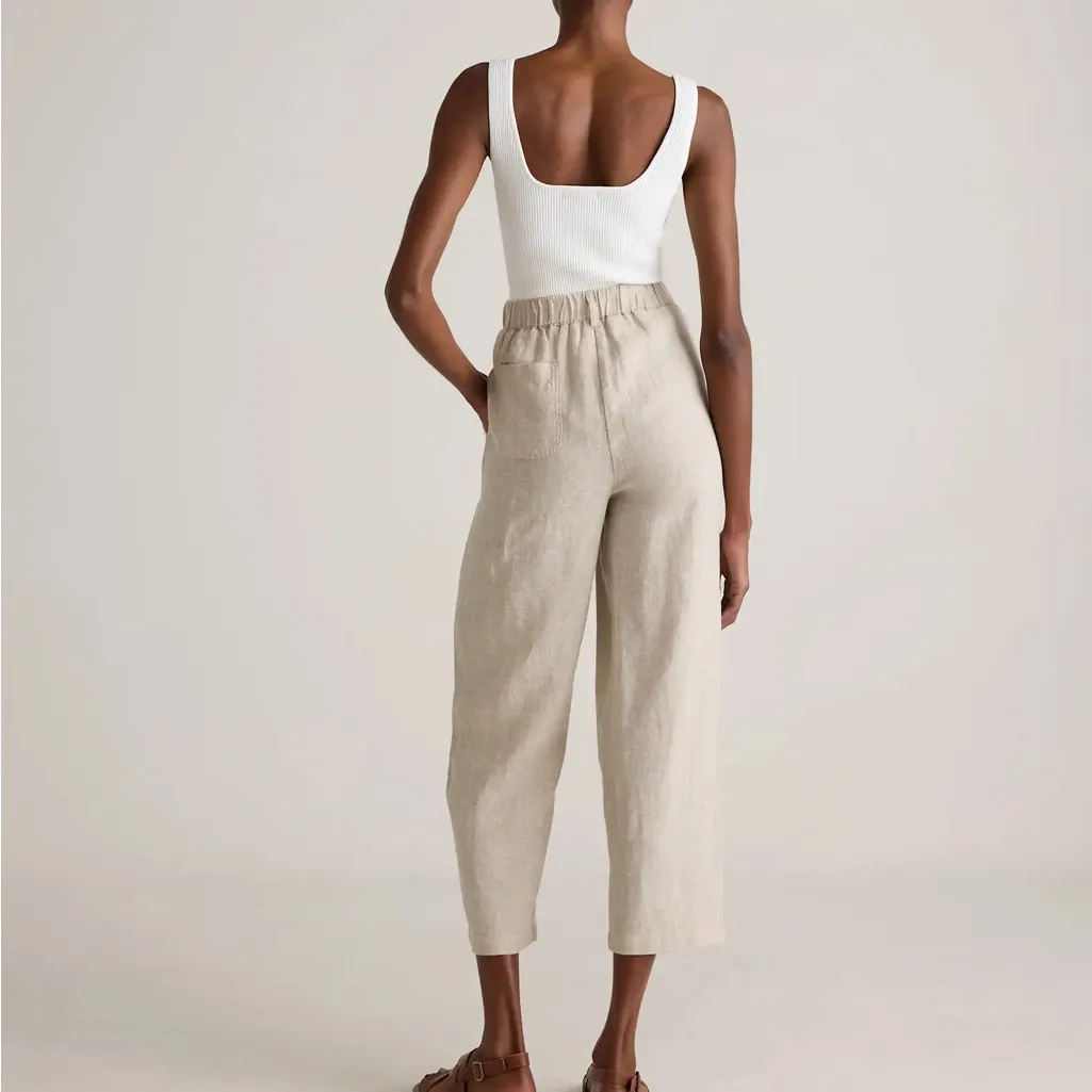 NEW Quince 100% European Linen Pants Trousers Size Large Flax Beige Tan NWT - Image 2