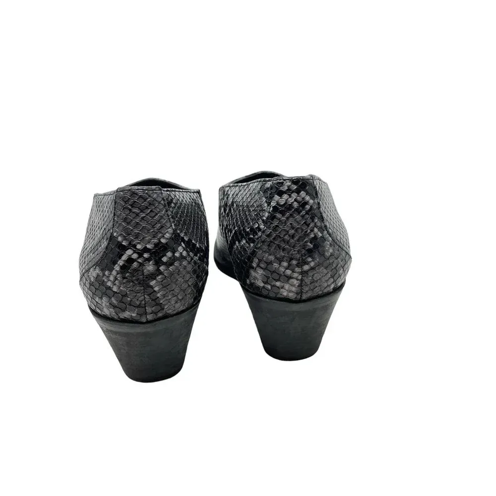 Zara Snakeskin Cowboy Heeled Ankle‎ Booties Black Gray Size 38 / US 7.5 - Image 4