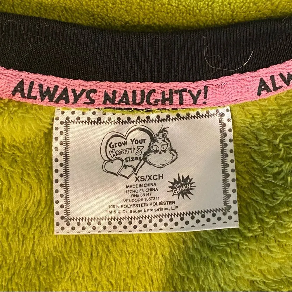 The Grinch Naughty Green Black Sweater XS - Image 5