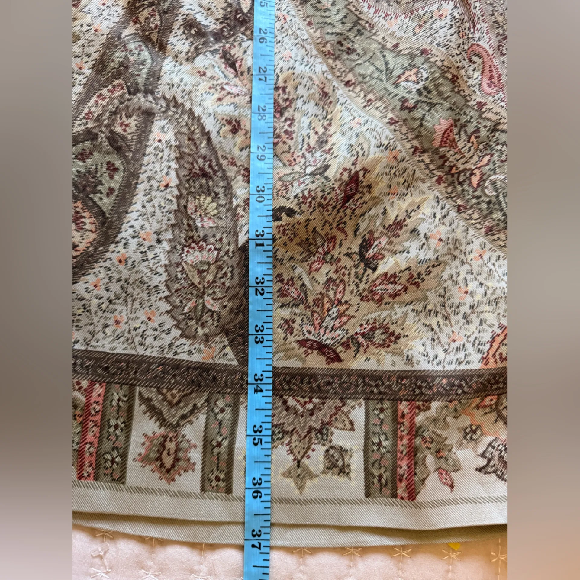 Vintage Talbots Paisley 100% Silk Wrap Maxi Skirt Silver/Beige/Brown 14. NWT‎ Gray - Image 8