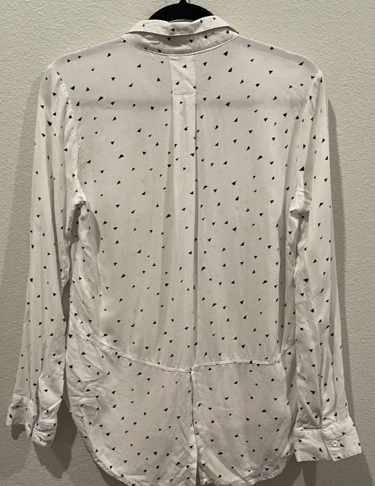 Per Se Black Triangle White Long Sleeve Shirt - Image 2