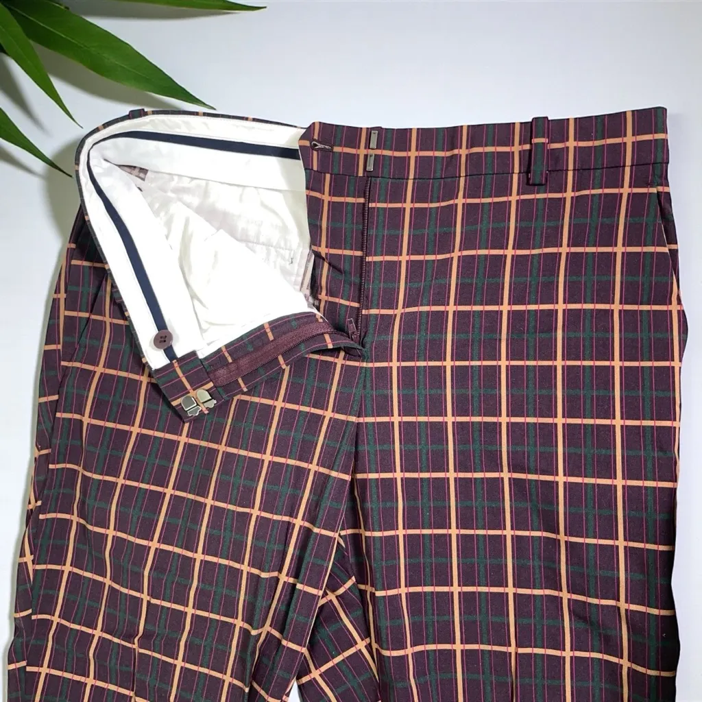 🆕 Theory York Plaid Crop Cuff Pants in Stretch Wool - Image 9