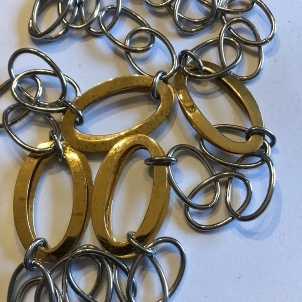 Milor Stainless Steel Silver & Gold Tone Chain Oval Link Necklace - Image 3