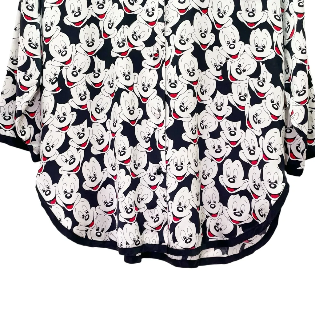 Walt Disney World Mickey Mouse Silk Pajama Nightshirt Black White Red Size Small - Image 13