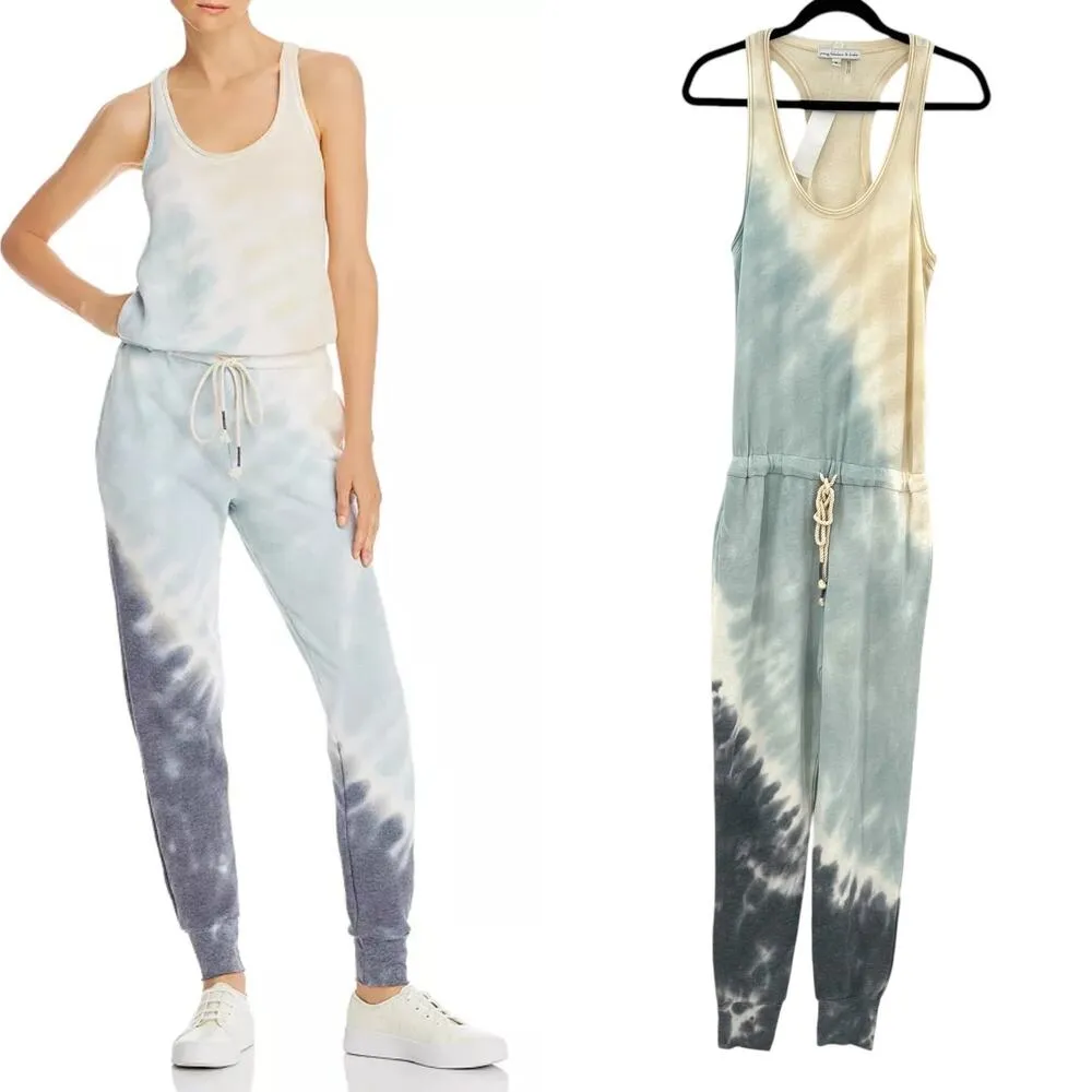 Young Fabulous & Broke‎ Eberhart Tie-Dye Jumpsuit Blue Cream Size Small - Image 2