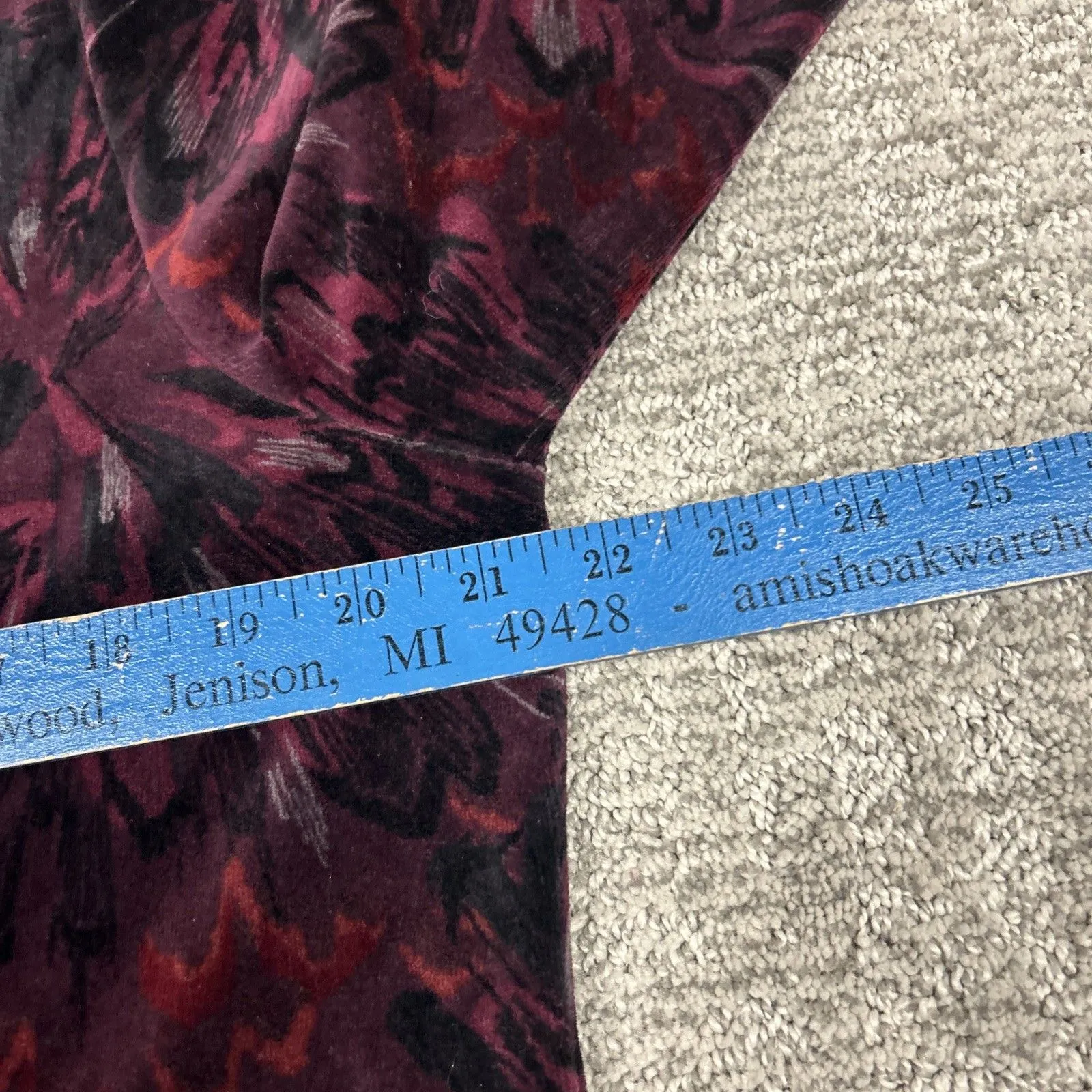 Karen Scott Jacket Womens Large Black Burgundy Floral Velvet Full Zip Velour - Image 5