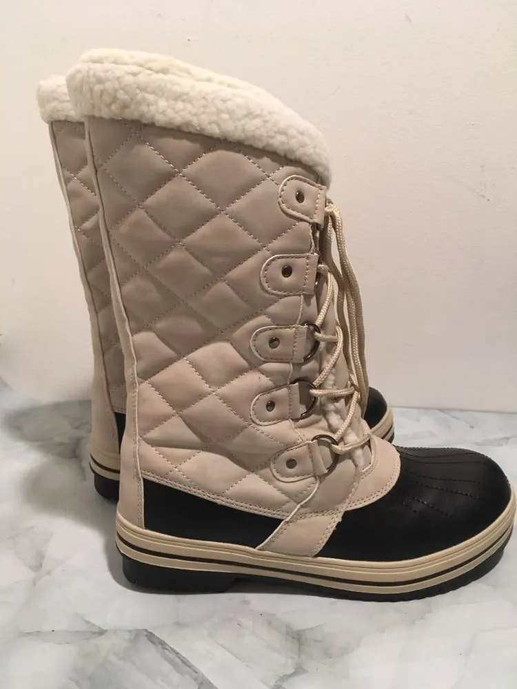 Quilted Duck Boots, Size 8 Tan - Image 3