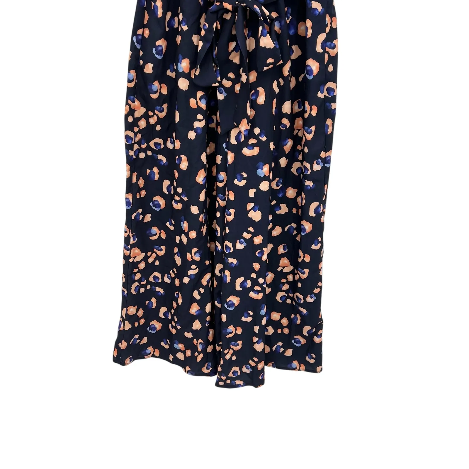 Hutch Leopard‎ Print Jumpsuit Wide Leg Ruffle Navy Blue Size Medium - Image 4