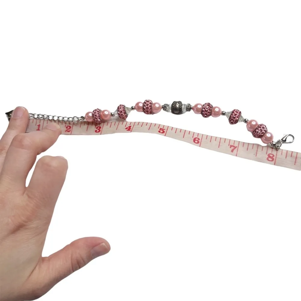 New Pink Rhinestone Beaded Baseball Softball Bracelet - Image 7