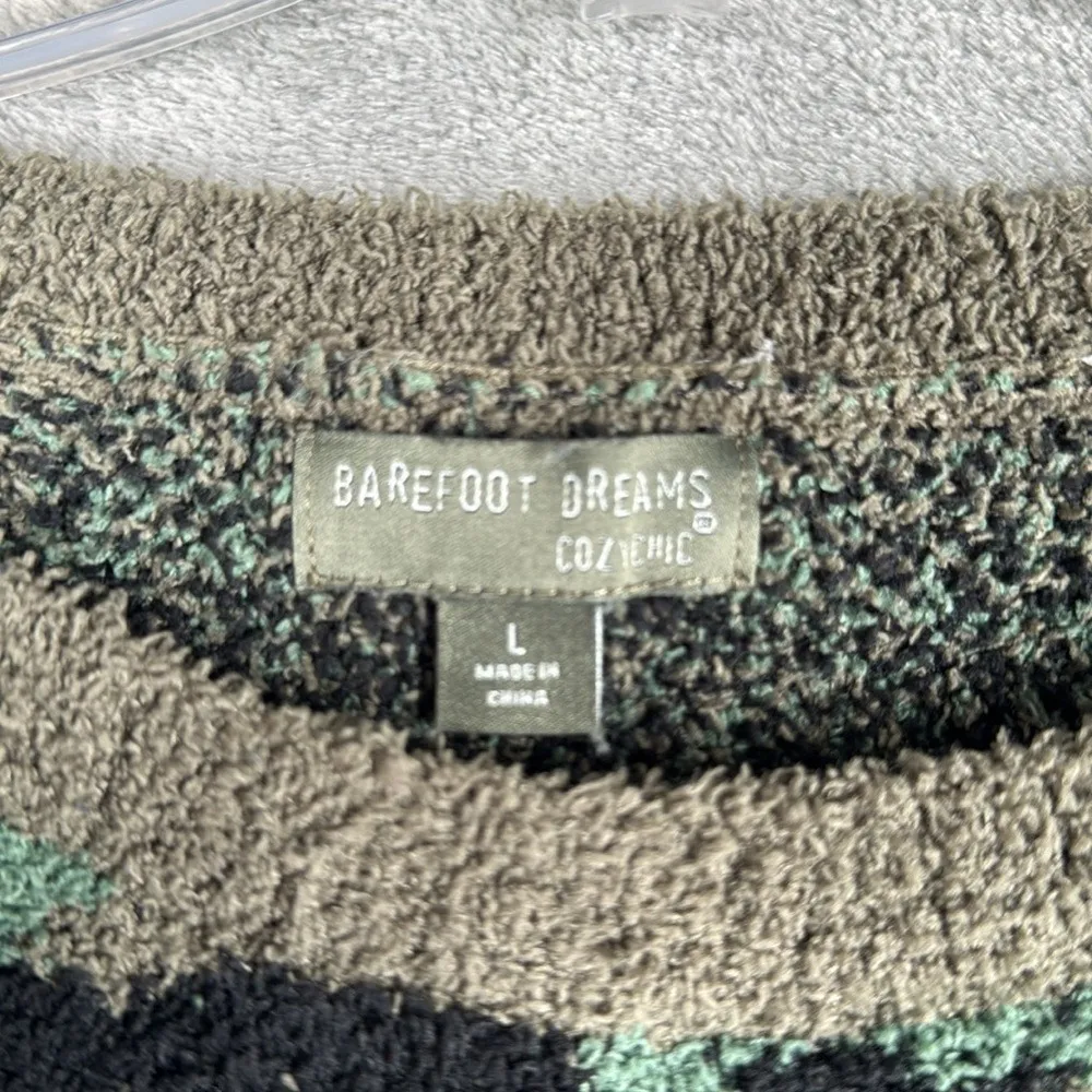 Barefoot Dreams Cozychic Ultra Lite Sweater Womens L Green Camo Pullover Cozy - Image 7