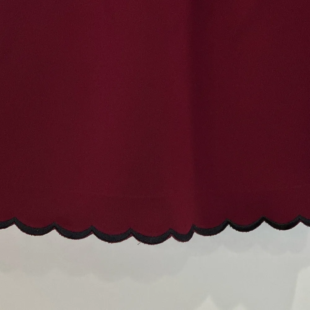Anthropologie Manoush Jupe Neo Girl Skirt Pleated Scalloped Burgundy 10 Preppy Red - Image 6