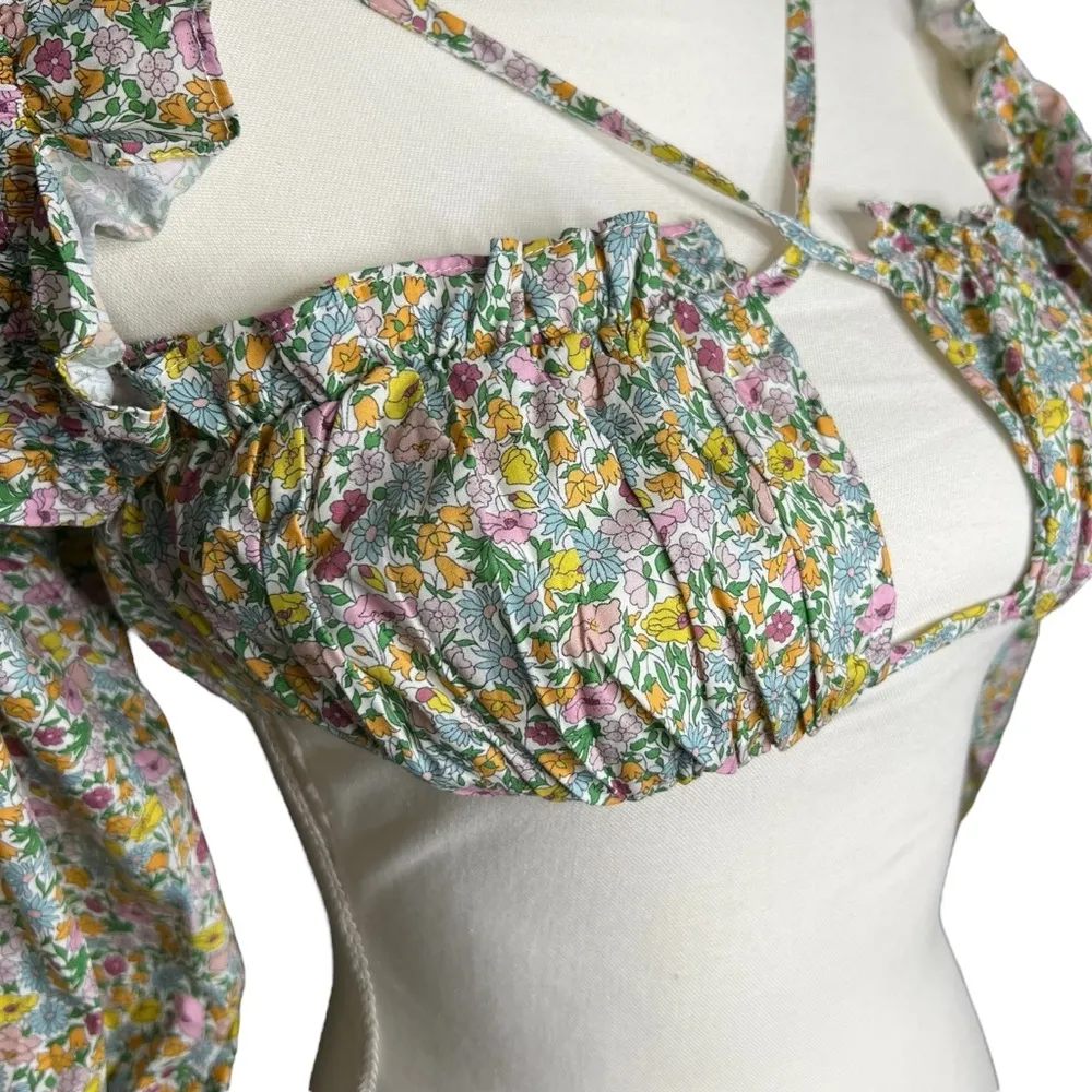 For Love and Lemons Raleigh Crop Top Size Small Floral Multicolor - Image 5