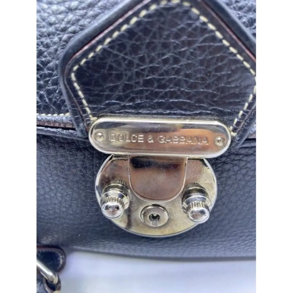 Dolce And Gabbana Miss Catch Fold Over Tote Black Leather Cross Body Bag - Image 10