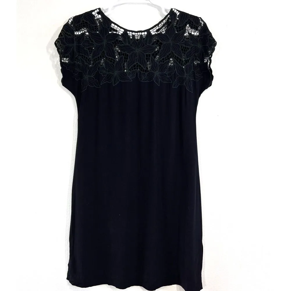 USINDO 100% Rayon Black Hand Made Embroderiod Neck‎ Line Midi Skirt Size Medium - Image 2