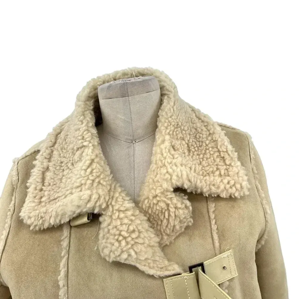 Moon River Borg Lined Duffle‎ Coat Faux Suede Sherpa Penny Lane Size Medium - Image 5