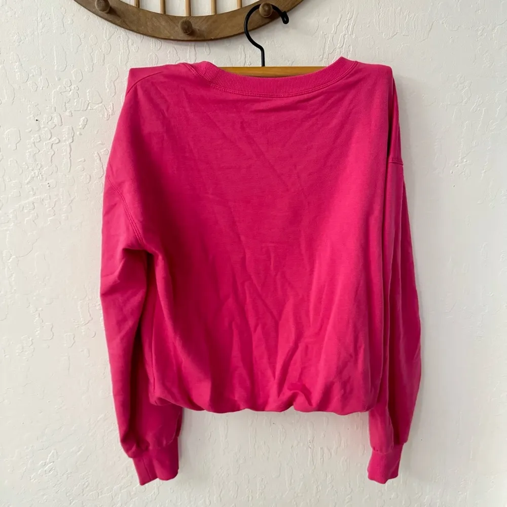 Anthropologie Maeve Twist Front Waist Length Pink Butter Soft Sweatshirt XS - Image 2