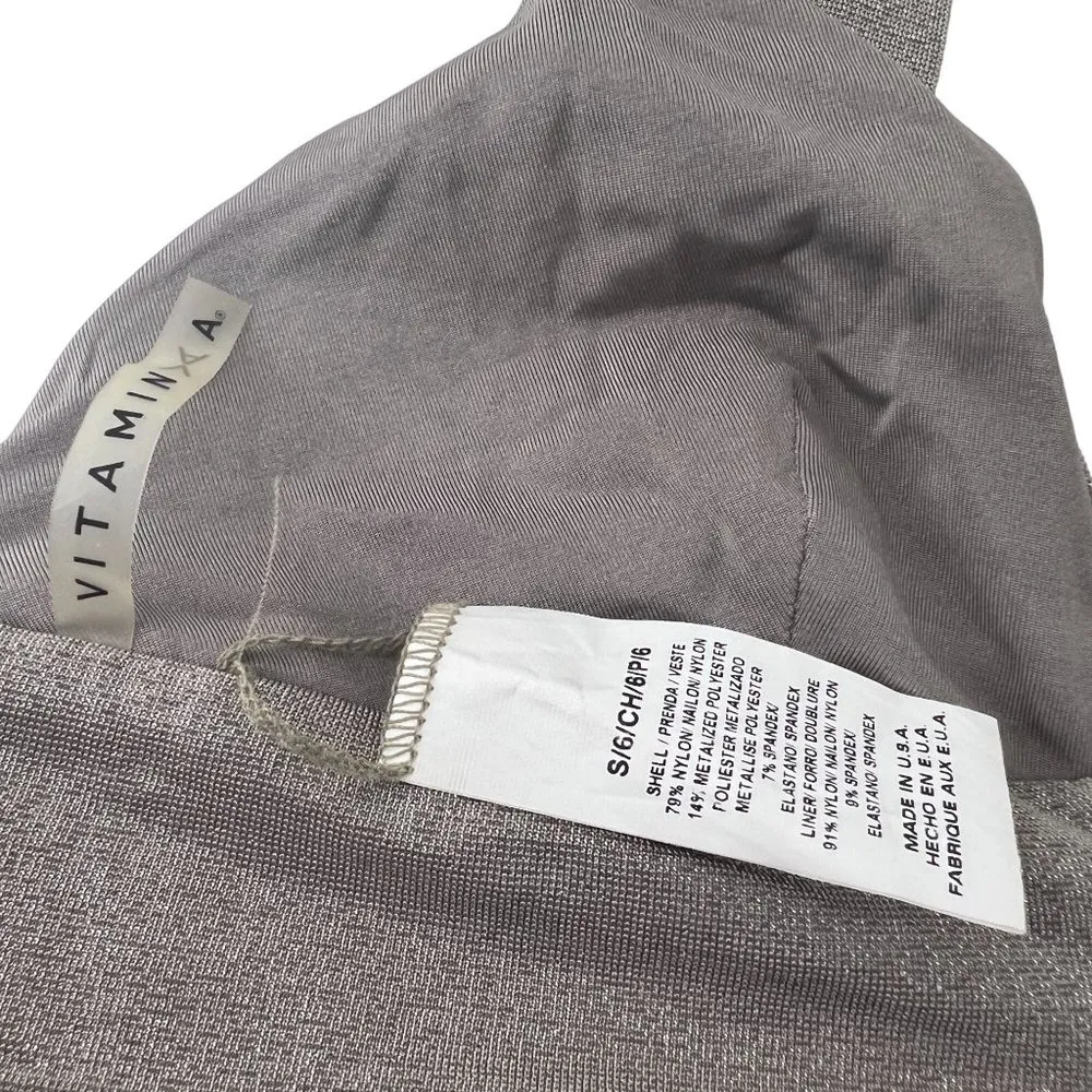 Vitamin A Neutra Bikini Bralette Top Silver Grey Strappy Back Womens Small - Image 3