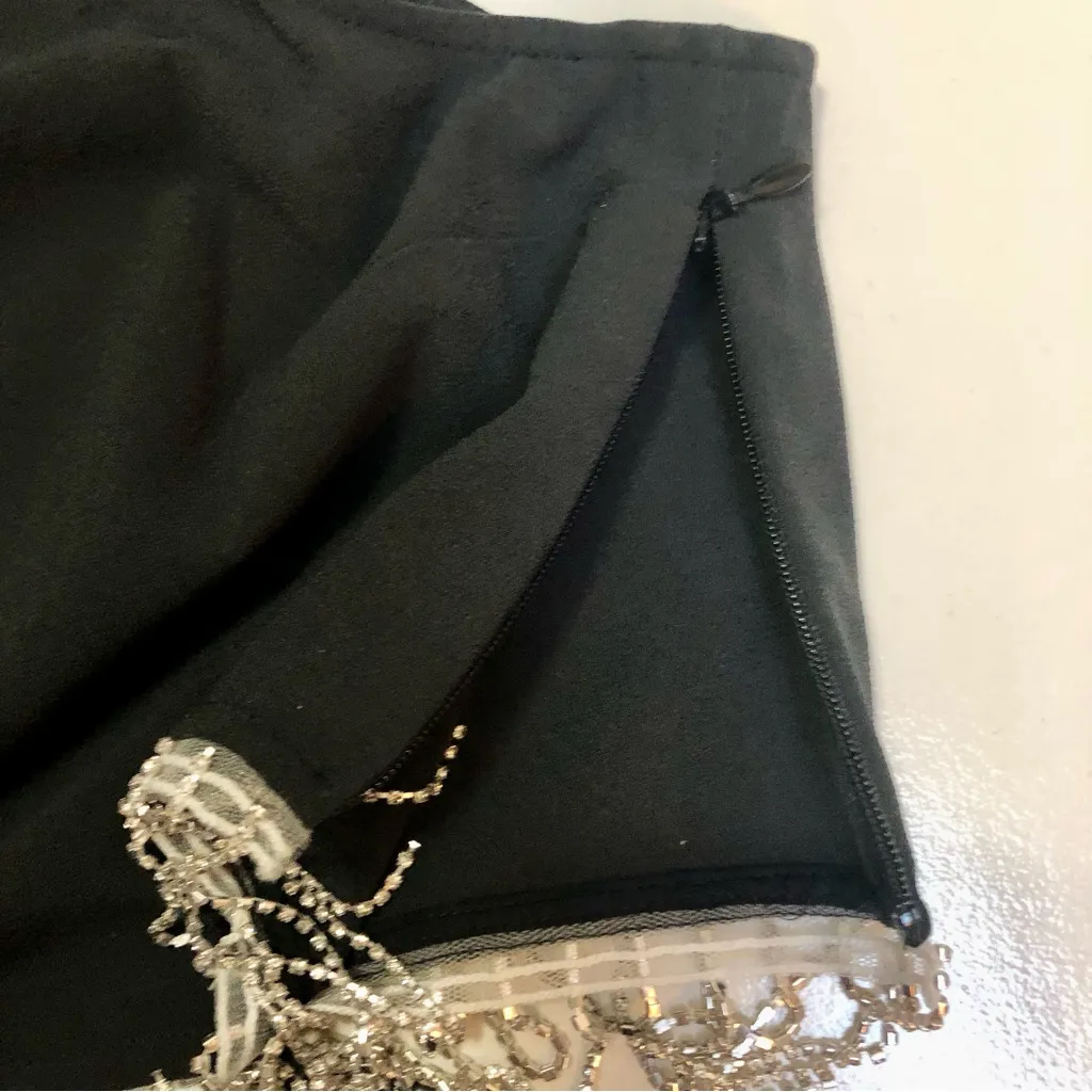 NWT Staud Kaz Top Rhinestone Crystal Fringe Black Crop Top Bling Cowgirl size 10 - Image 12