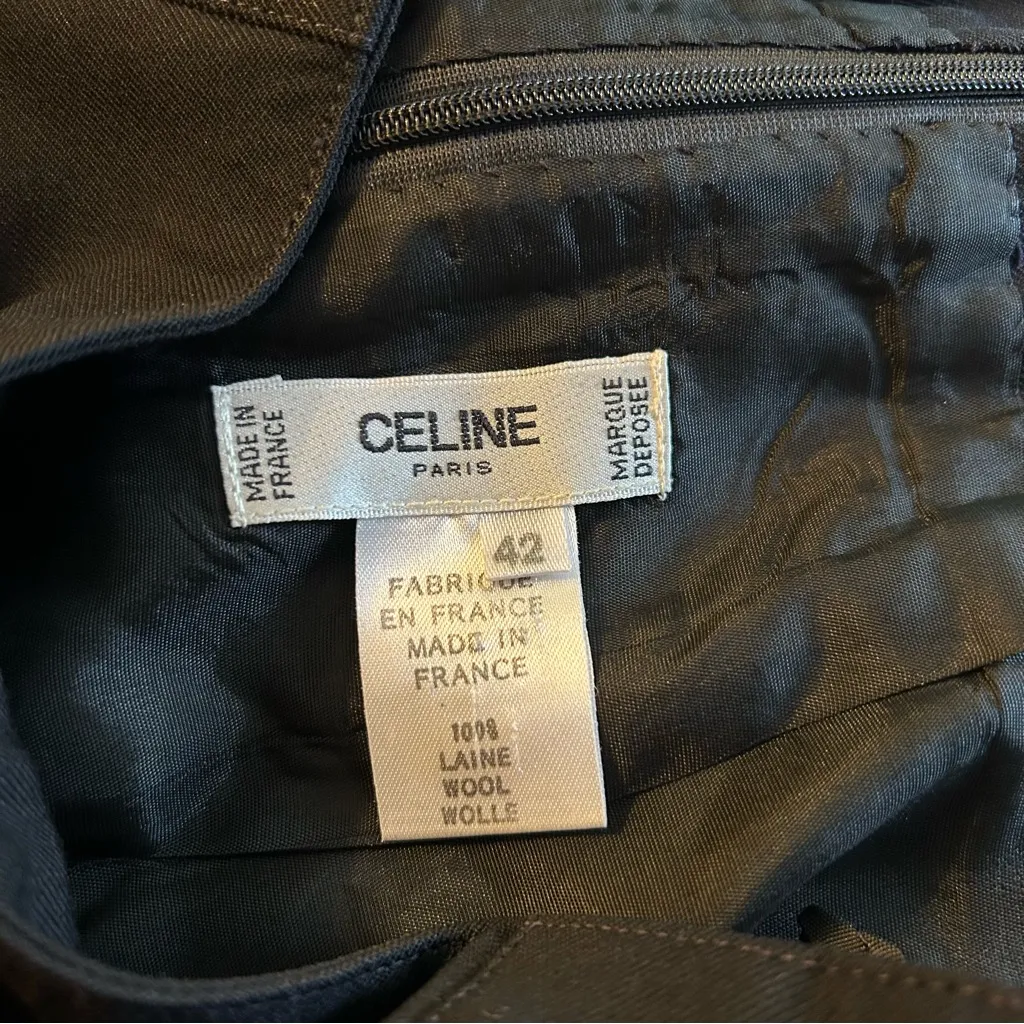Celine vintage black wool short pencil skirt size 42 (S) career business classic - Image 3