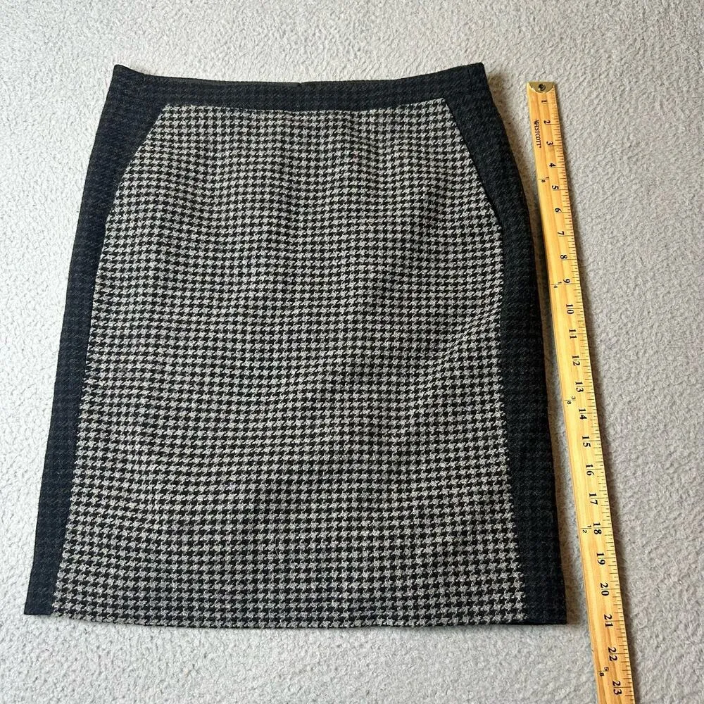 J.Crew Skirt Womens 4 Gray Black Pencil Skirt Houndstooth‎ Two Tone Wool - Image 4