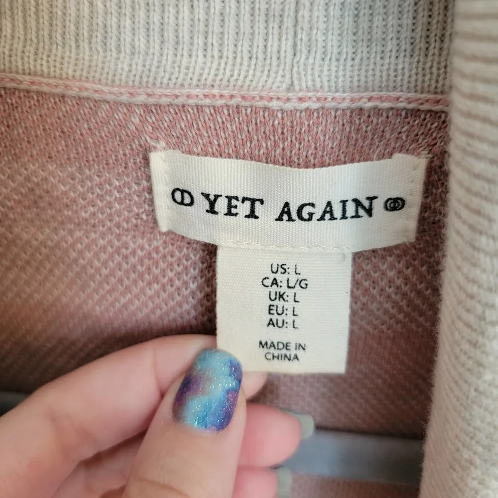 Yet Again Tan Rust Brown Boho Aztec Knit Open Front Women's Cardigan Size Large - Image 2