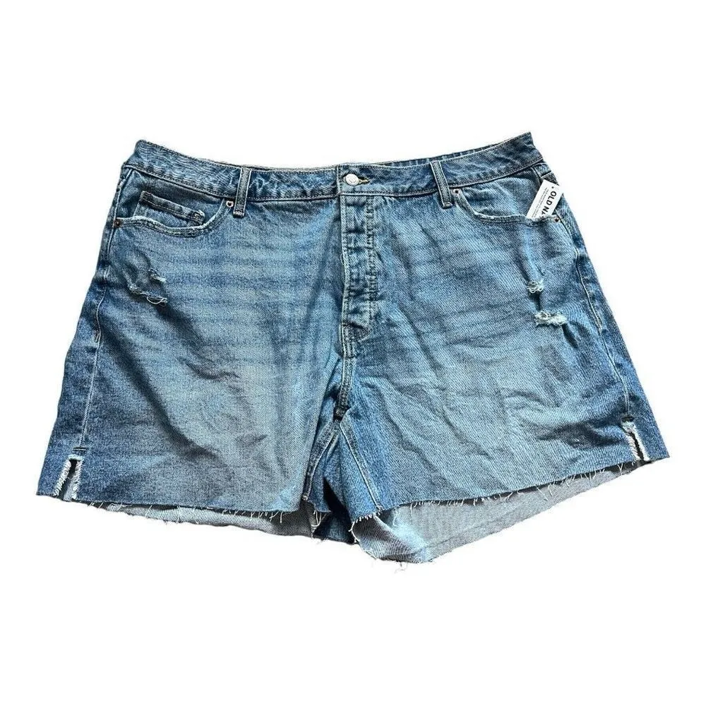 NWT Womens Old Navy Curvy High-Waisted Button-Fly 5” OG Straight Jean Shorts  22 - Image 2
