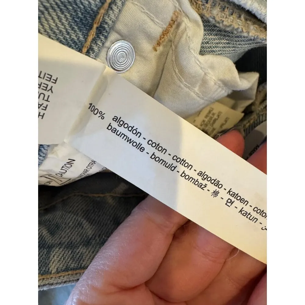 Zara Jeans‎ Women 0 Blue Light Wash Denim Ripped Distressed Wide Leg NWT - Image 14