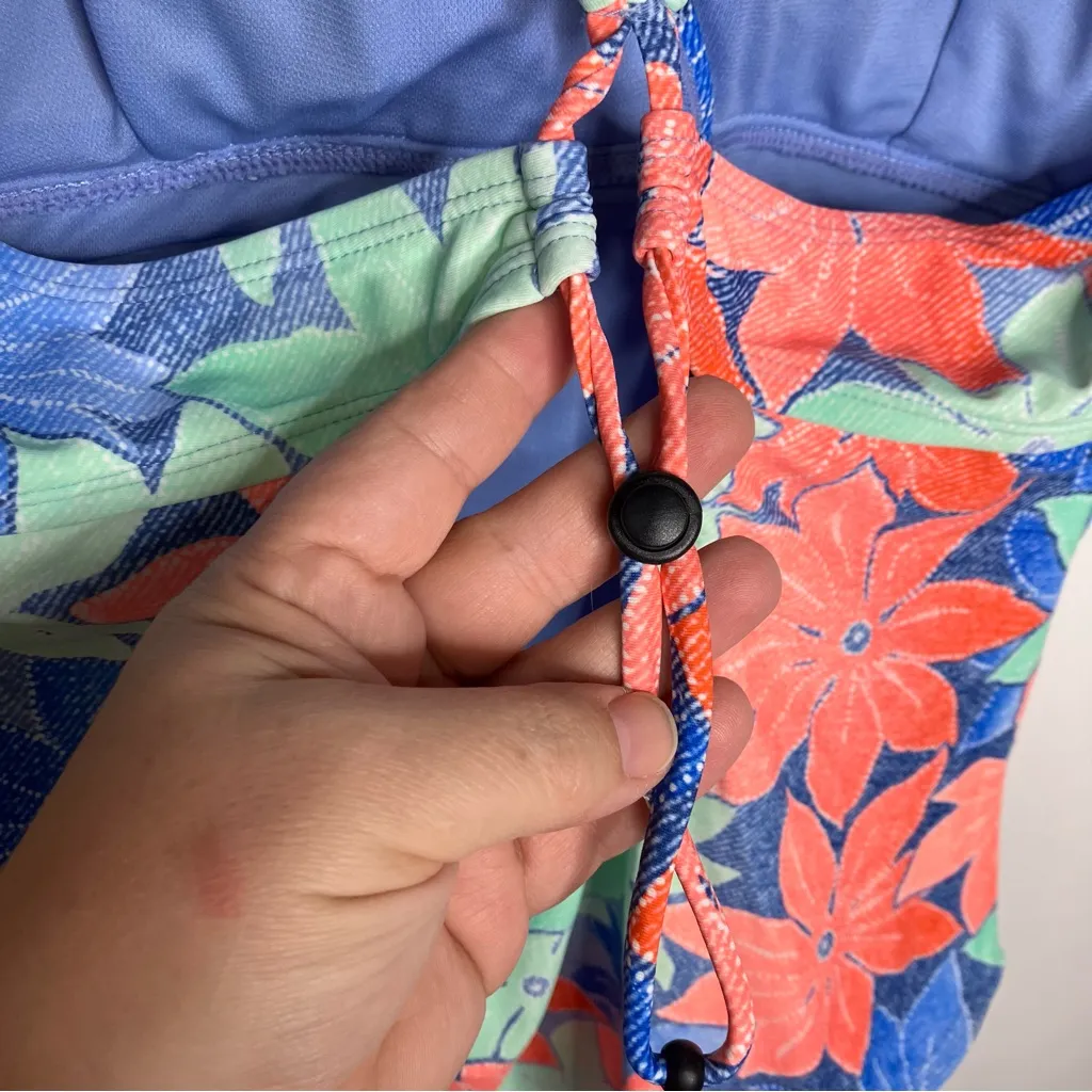 Eddie Bauer one piece swimsuit v-neck women’s size XL‎ floral orange green blue - Image 4