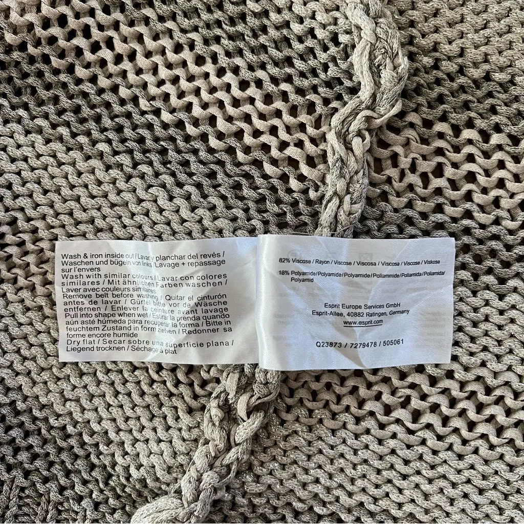 Womens Vintage Esprit Striped Knit Grey Silver Cardigan Sweater Top Deadstock M - Image 6