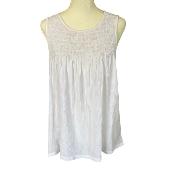 women's size small white sleeveless baby doll style pleated tank top - Image 2
