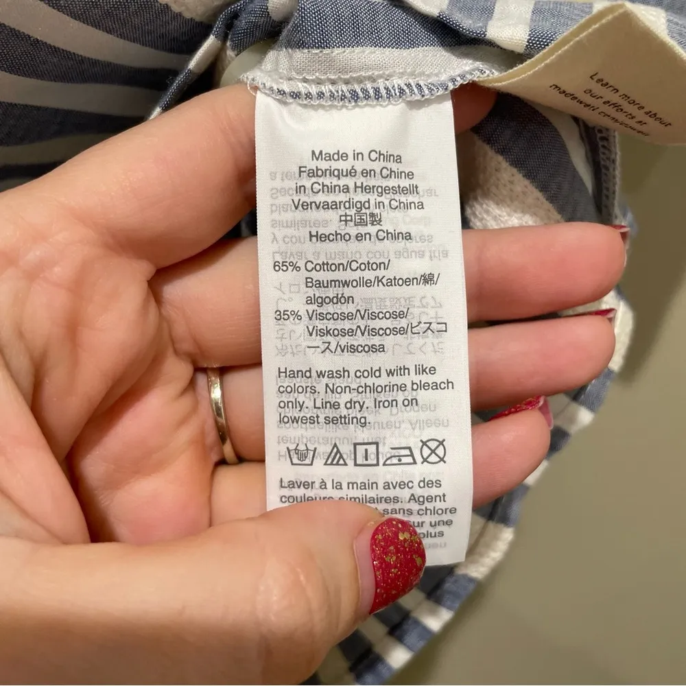 Madewell Plaza Stripe Shirt Button Front Women’s Size XXS Blue White NWT - Image 14