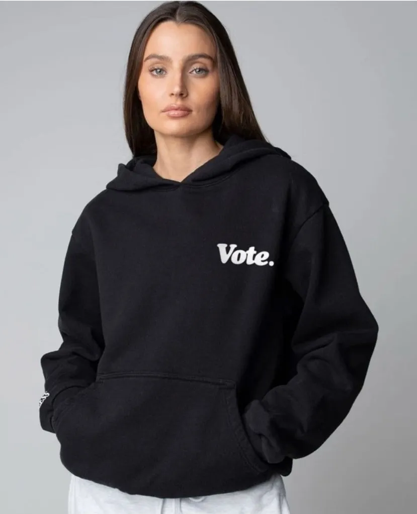 DRAFT Talentless Vote Hoodie Black 100% Cotton Fleece Graphic Pullover XS - Image 1