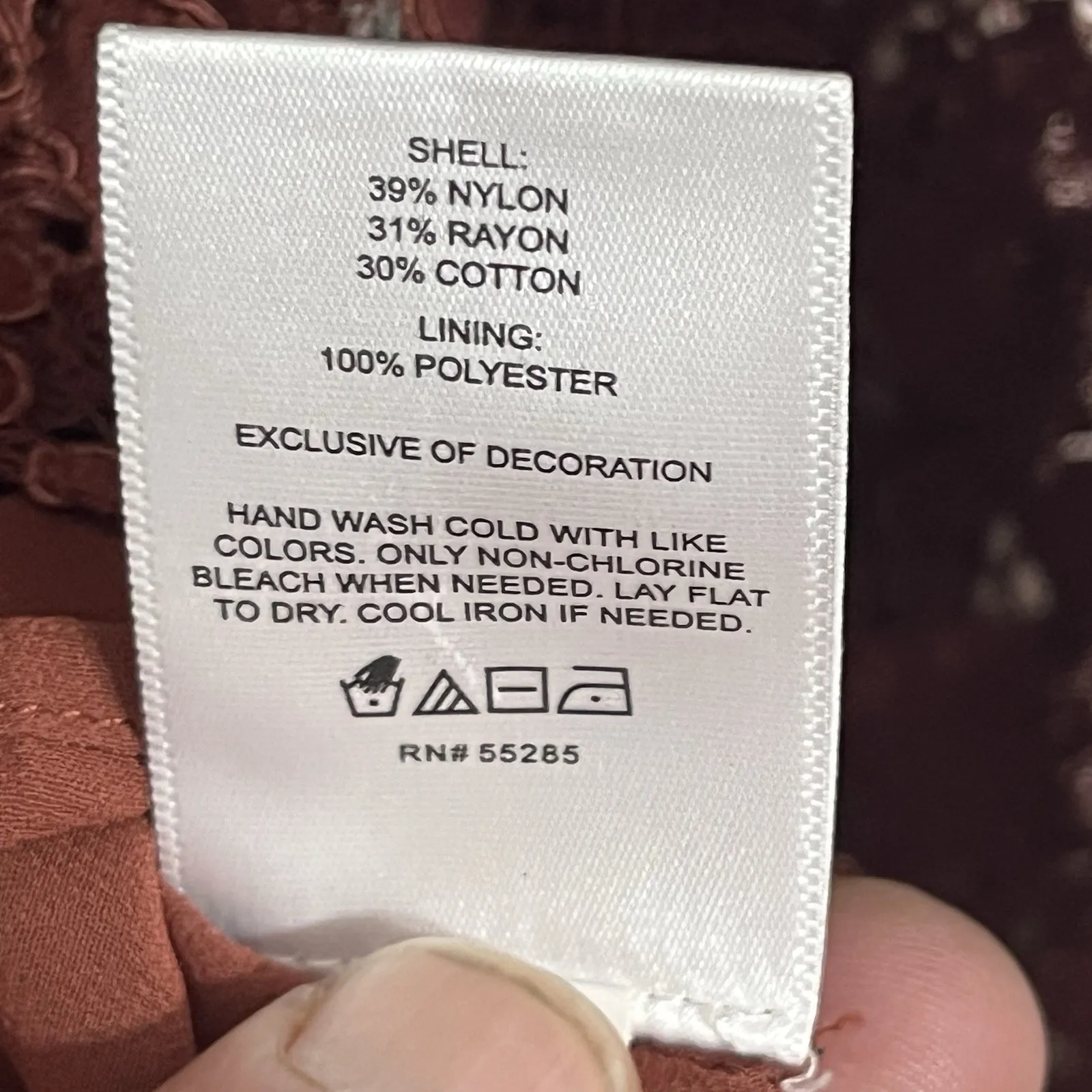 Express Women's Scalloped Lace Hem Long Sleeve Blouse Deep Red Size Small - Image 8