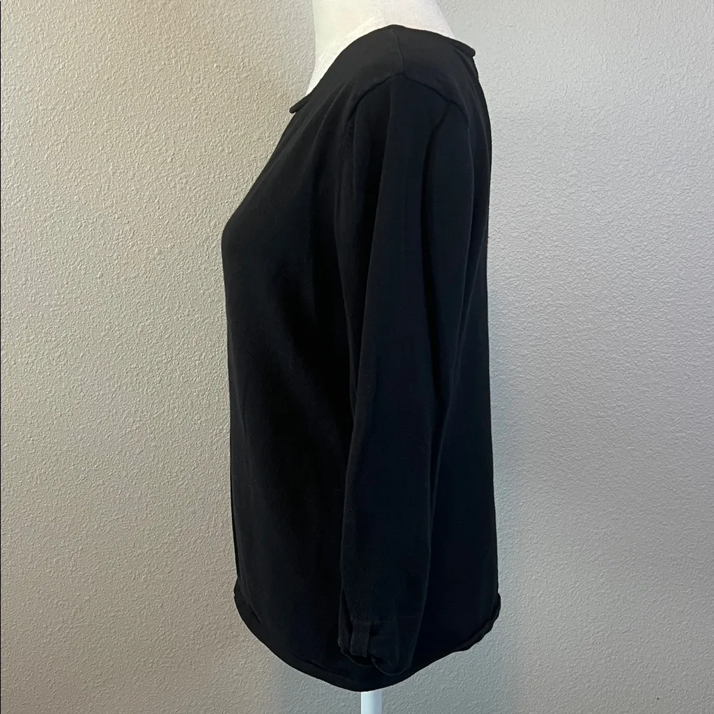 Coldwater Creek Lightweight Squareneck 3/4 Sleeve Knit Top Black Size Medium - Image 4