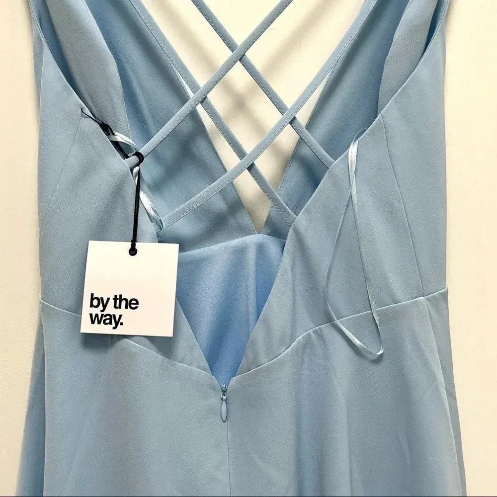 By the Way Sammie V-Neck Skater Dress Open Back Straps Light Blue Size S Revolve - Image 6