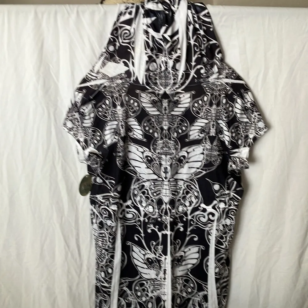 OneWorld Beach Monarch Butterfly Patterned Coverup- Hood- Drawstring waist- S - Image 12