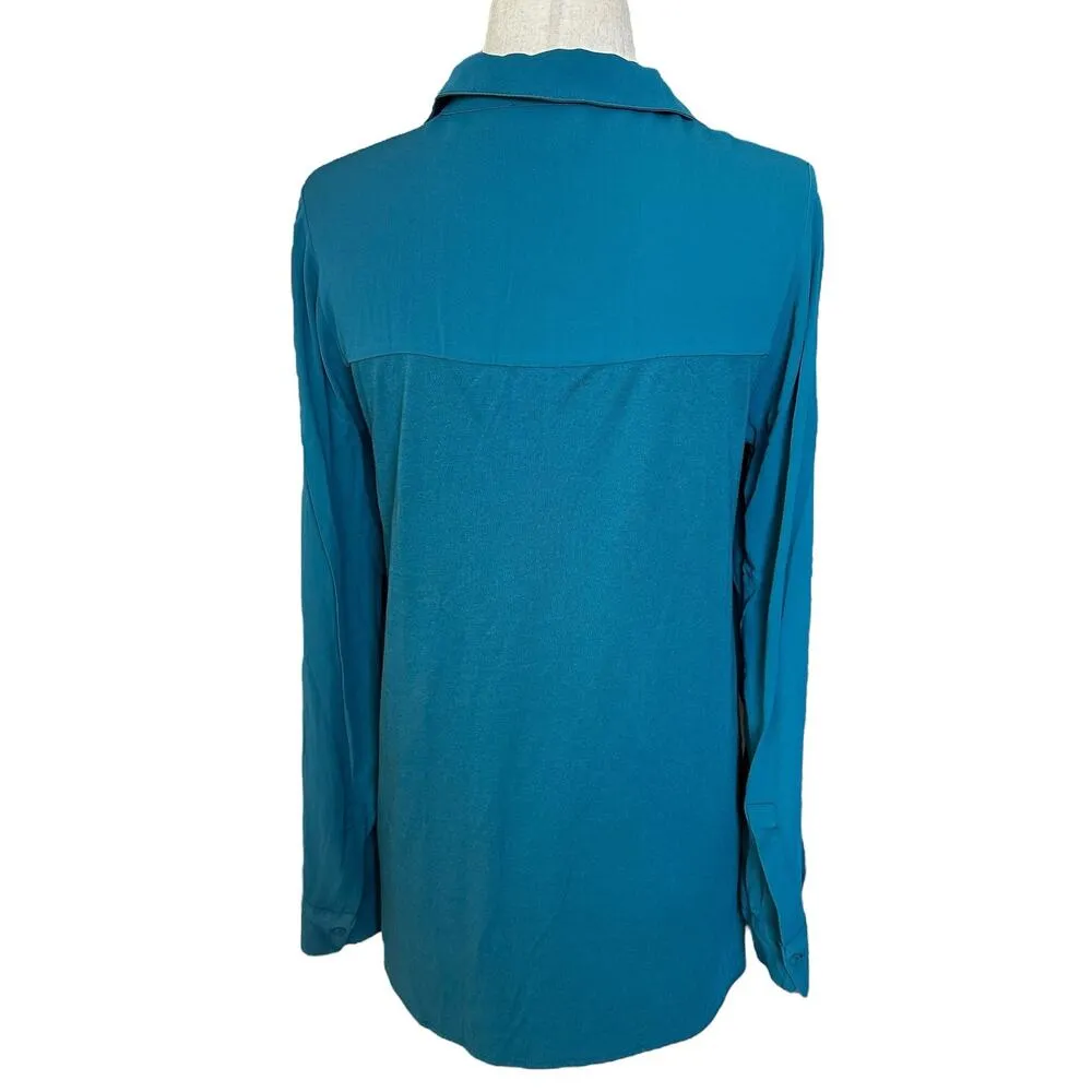 Massimo Dutti Blue Basic Blouse Women Top Size XS | 67-33 - Image 2